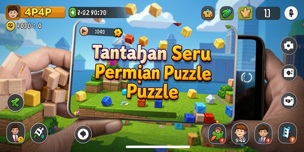 Screenshot gameplay utama 4P4P menampilkan teka-teki yang menantang.