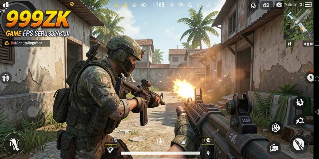 Tangkapan layar gameplay <strong>999ZK</strong> menunjukkan pertempuran intens dengan grafis yang menakjubkan.
