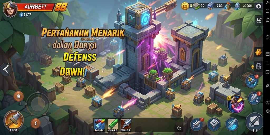 Screenshot gameplay menampilkan pertempuran seru di Tower Defense.