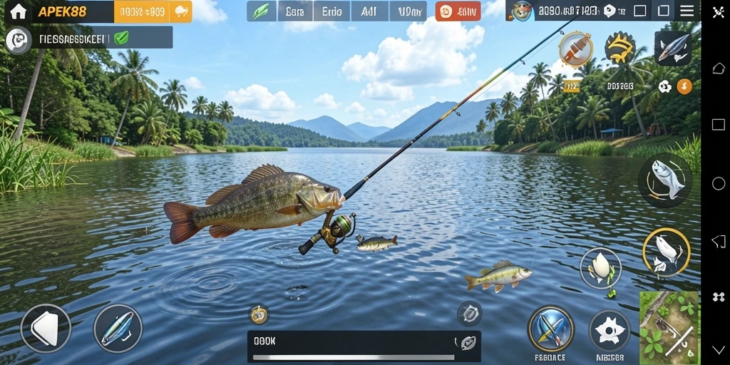 Gameplay APEK88 yang mendebarkan saat memancing ikan.