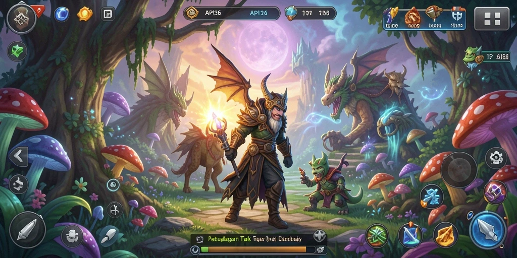 Tangkapan layar gameplay API36 yang menunjukkan petualangan seru di dunia fantasi.