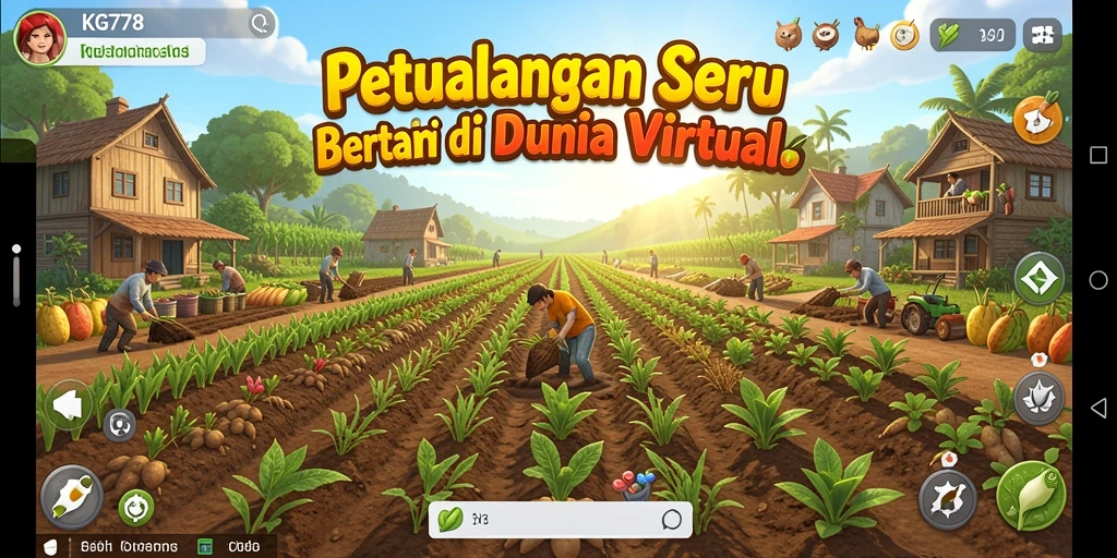 Tampilan gameplay aktif di dunia pertanian virtual yang menarik.