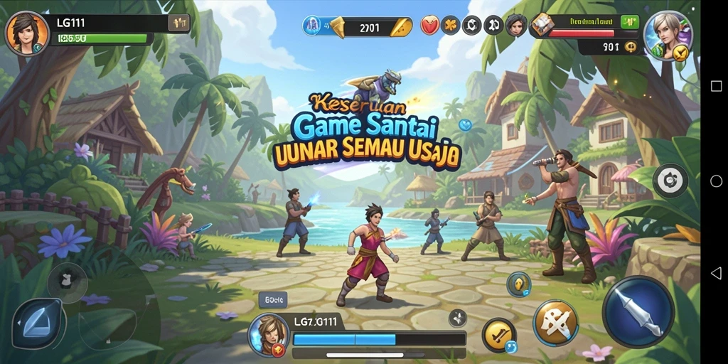 Screenshot menunjukkan gameplay seru dari LG111 dengan warna-warna cerah.