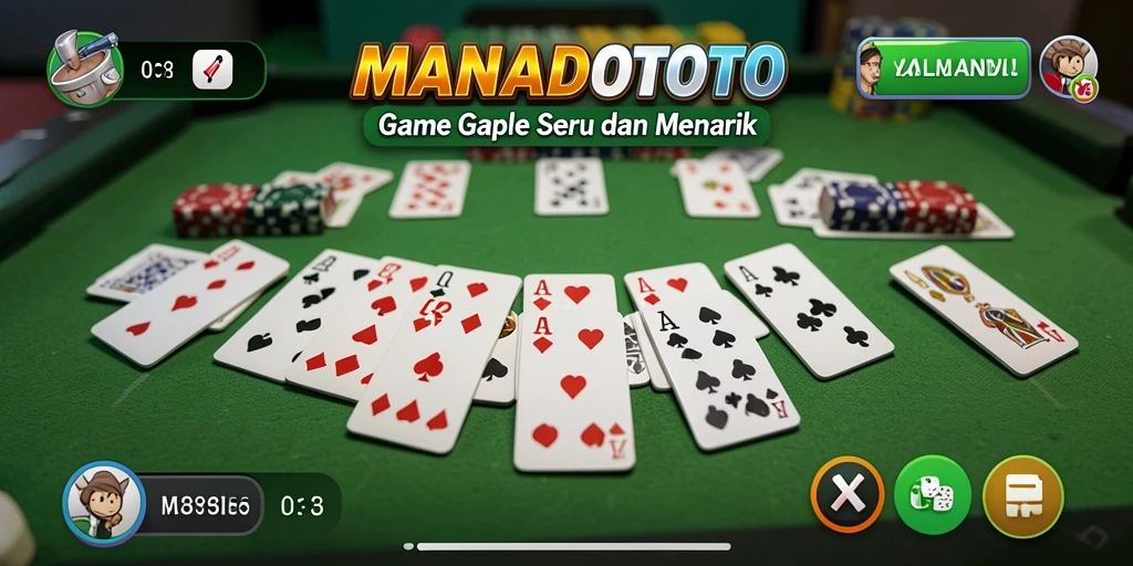 Tampilan gameplay seru MANADOTOTO dalam permainan Gaple.