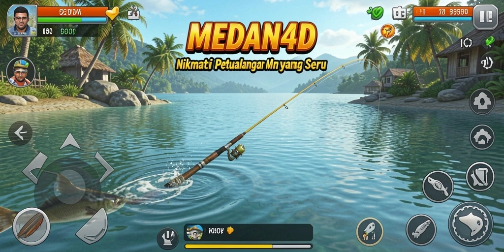 Screenshot gameplay <strong>MEDAN4D</strong> menampilkan momen seru saat menangkap ikan.