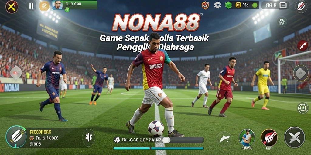 Tampilan gameplay NONA88 yang mendebarkan di lapangan sepak bola.