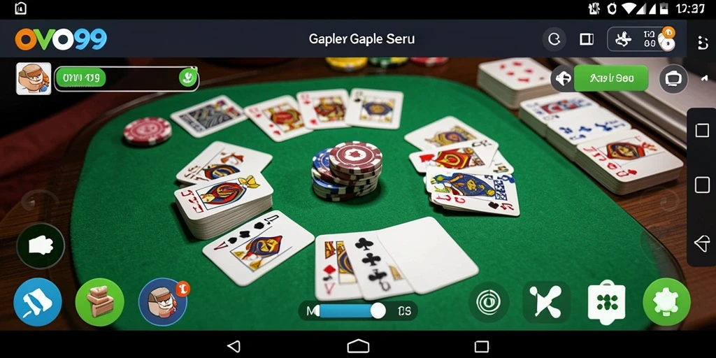 Screenshot OVO99 menunjukkan gameplay Gaple yang seru dan interaktif.