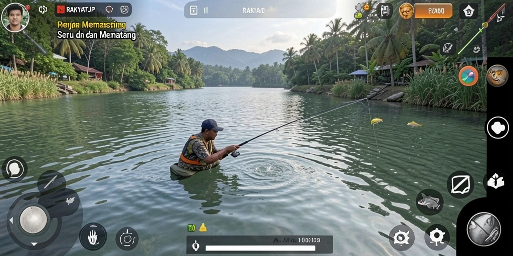 Gameplay RAKYATJP yang mendebarkan saat memancing ikan.