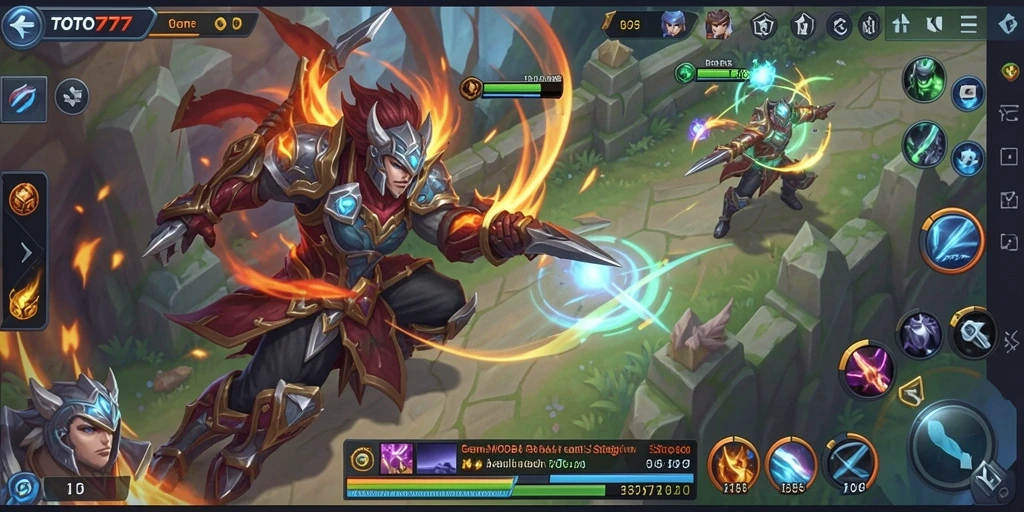 Screenshot TOTO777 menampilkan aksi seru dalam game MOBA.