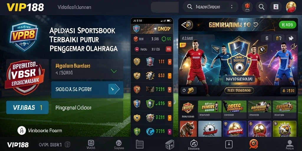 Screenshot menampilkan antarmuka aplikasi VIP188 saat bertaruh pada pertandingan olahraga.