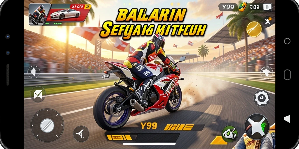 Gameplay seru Y89 dengan balapan motor yang mendebarkan